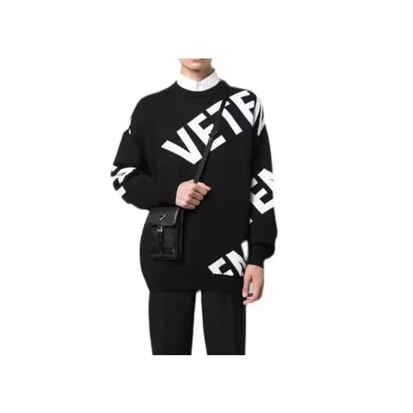 베트멍 남/녀 트렌디 블랙 반팔티 - Vetements Unisex Black Tshirt… - 1