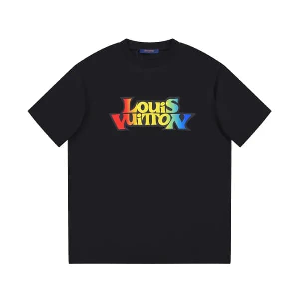 루이비통 남성 블랙 크루넥 반팔티 - Louis vuitton Mens Black Shor… - 1