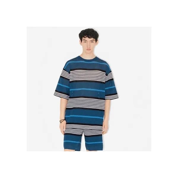 버버리 남성 블루 크루넥 반팔티 - Burberry Mens Blue Tshirts - b… - 1