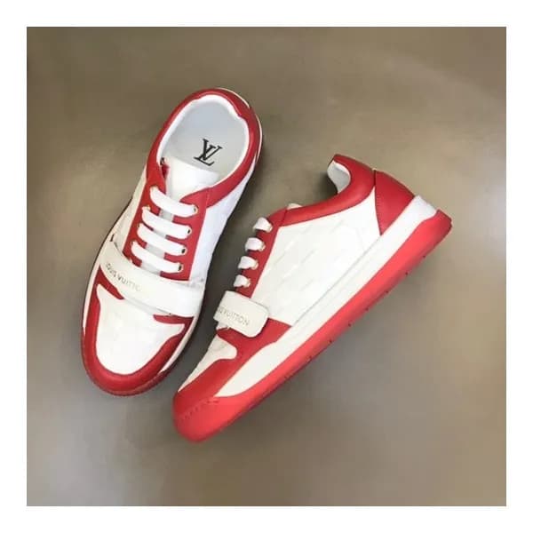 루이비통 남성 레드 스니커즈 - Louis vuitton Mens Red Sneakers … - 1