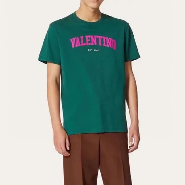 발렌티노 남성 그린 크루넥 반팔티 - Valentino Mens Green Tshirts … - 1
