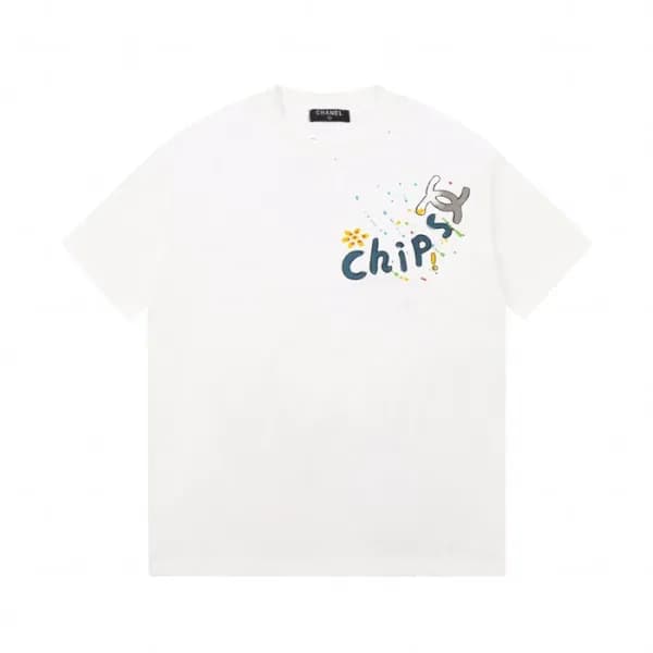샤넬 남/녀 크루넥 화이트 반팔티 - Chanel Unisex White Tshirts -… - 1