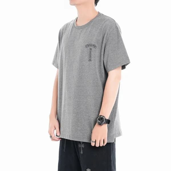 크롬하츠 남성 그레이 크루넥 반팔티 - Chrom Hearts Mens Gray Short… - 1
