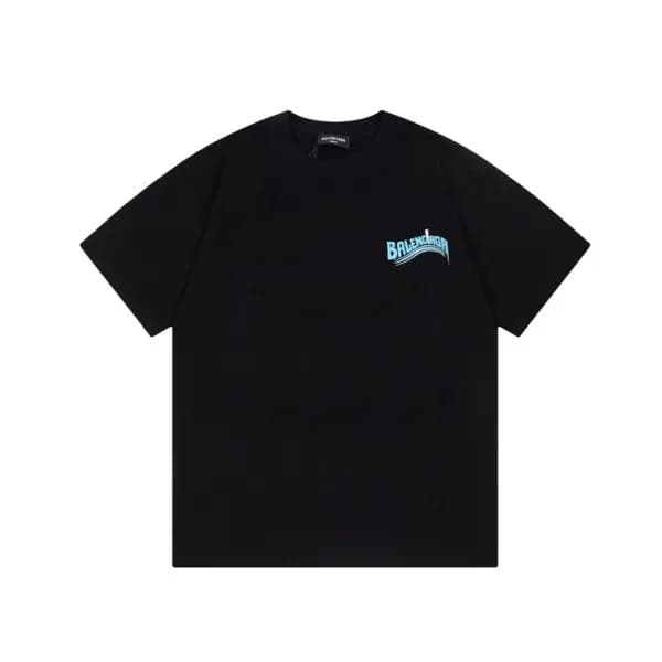 발렌시아가 남성 블랙 크루넥 반팔티 - Balenciaga Mens Black Short… - 1
