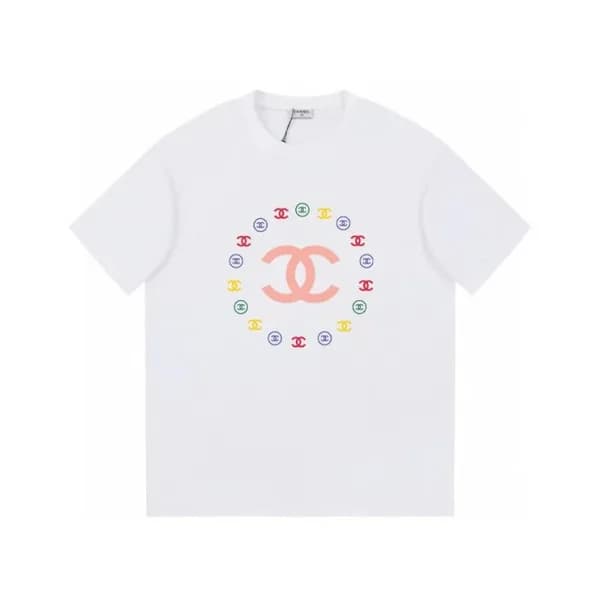 샤넬 남/녀 크루넥 화이트 반팔티 - Chanel Unisex White Tshirts -… - 1