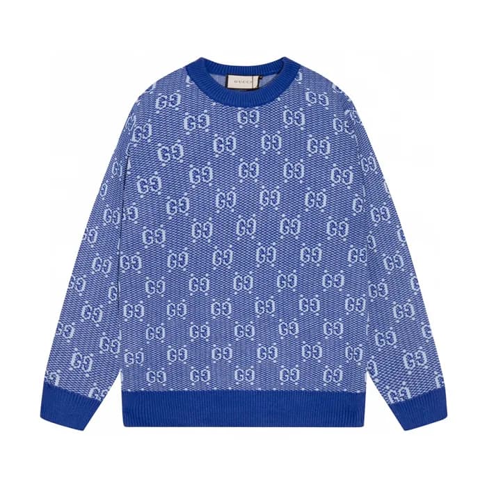 구찌 남성 캐쥬얼 크루넥 블루 스웨터 - Gucci Mens Blue Sweaters- g… - 1