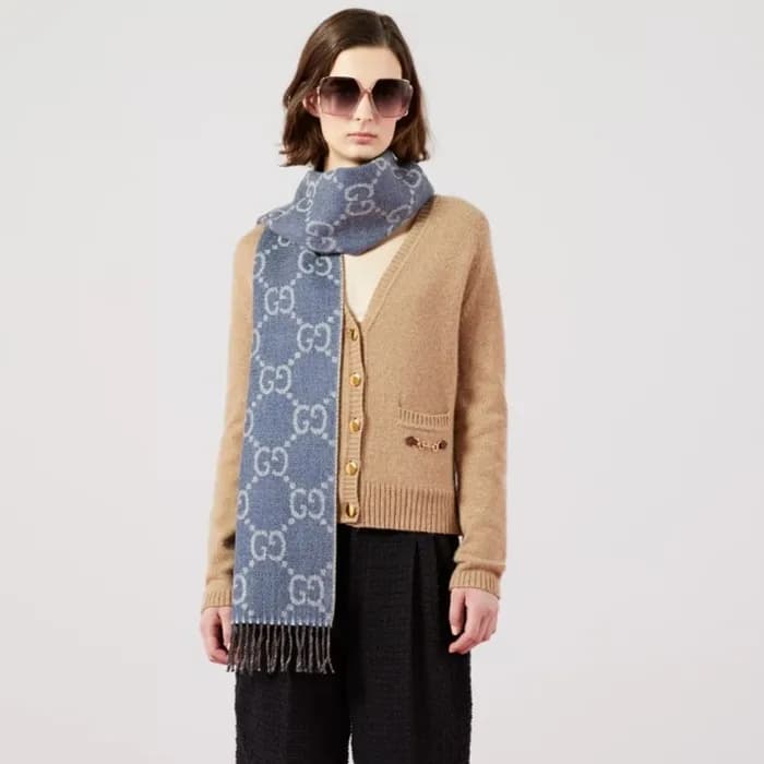 구찌 남/녀 블루 머플러 - Gucci Unisex Blue Muffler - acc161… - 1
