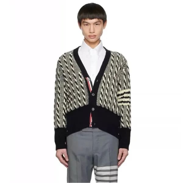 톰브라운 남성 브이넥 가디건 - Thom Browne Mens Cardigan - thc1… - 1