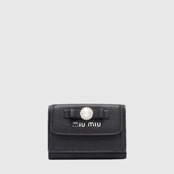 미우미우 여성 펄 보우 로고 트리폴드 지갑 - Miumiu Womens Pearl Bow … - 1