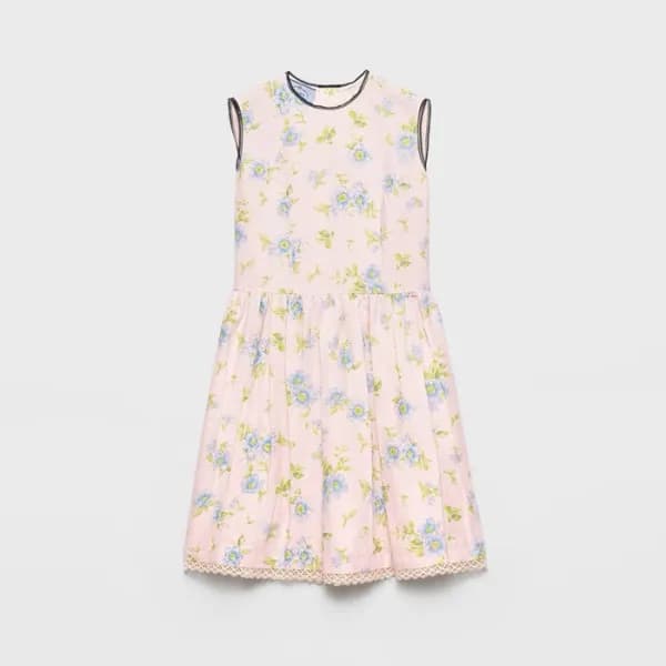프라다 여성 플리츠 플로럴 프린트 드레스 - Prada Womens Pleated Flor… - 1