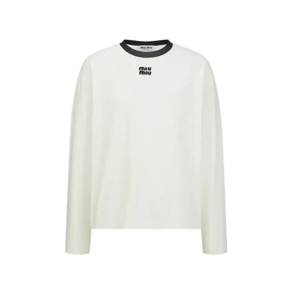 미우미우 남성 라운드 긴팔티 - Miumiu Mens Round Tshirt - mic18127x - 1