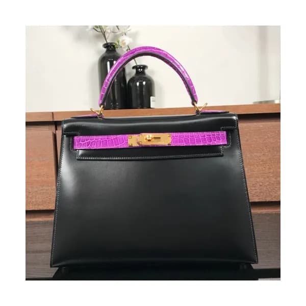 Hermes Kelly Box Leather Tote Shoulder Bag ,28cm -… - 1