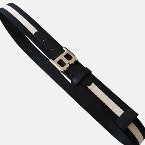 Bally 2019 B Buckle Fabric & Leather Bellt - 발리 20… - 1