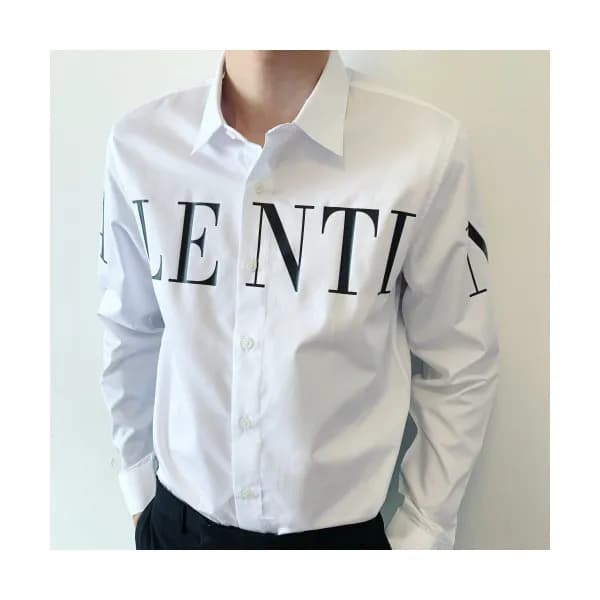 Valentino 2019 Mens Logo Slim Fit Silket Shirt - 발… - 1