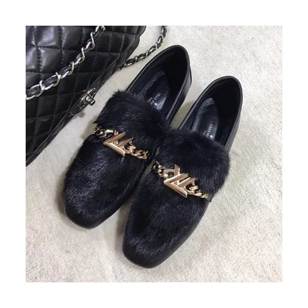Louis Vuitton 2019 Ladies Leather & Mink Fur Loafe… - 1