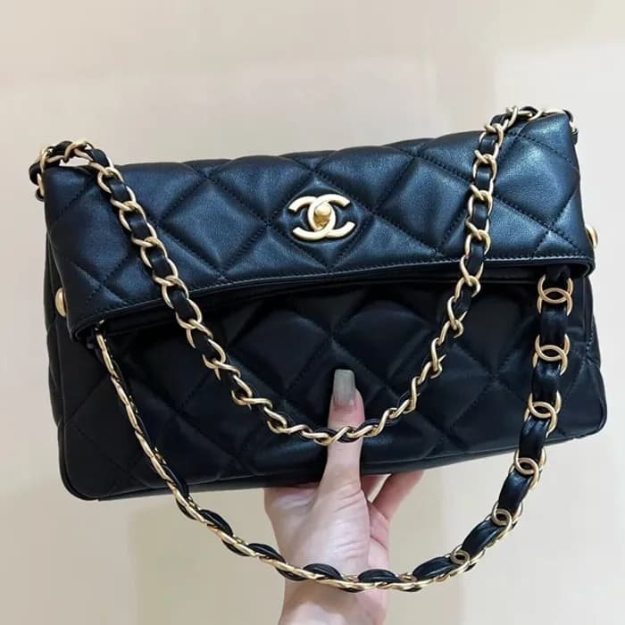 Chanel 2024 Womens Leather Chain Tote Shoulder Bag… - 1