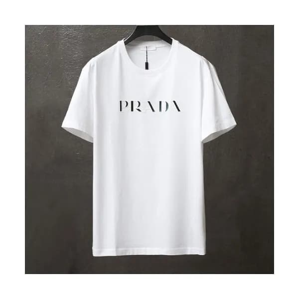 Prada Mens Basic Logo Short Sleeved Tshirts White… - 1