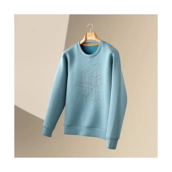 Hermes Mens Logo Casual Cotton Hoodie Blue - 에르메스… - 1