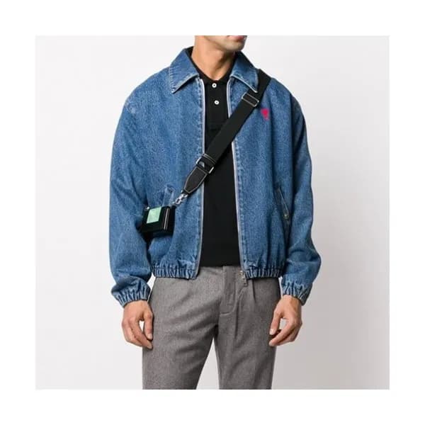 Ami Mens Logo Casual Jackets Blue - 아미 2021 남성 로고… - 1
