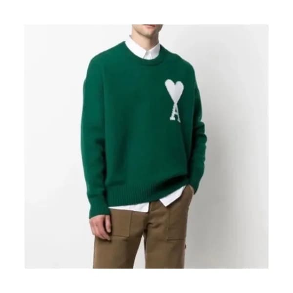 Ami Mm/Wm Logo Casual Turtle-neck Sweaters Green … - 1