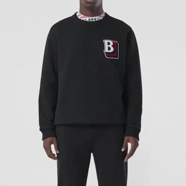 버버리 남자 크루넥 블랙 맨투맨 - Mens Black Tshirts - bur04295x - 1