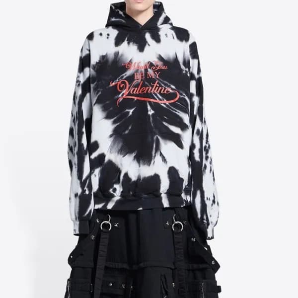 발렌시아가 남/여 캐쥬얼 블랙 후드티 - Unisex Black Hoodie - bal01… - 1