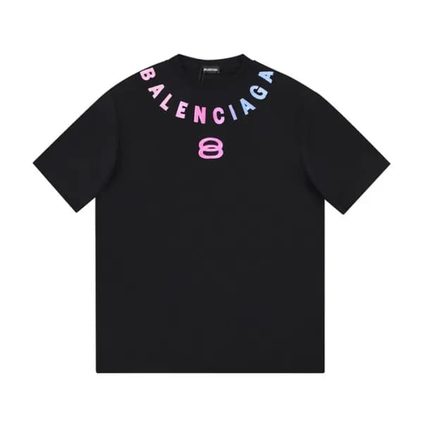 발렌시아가 남/녀 크루넥 블랙 반팔티 - Unisex Black Tshirts - bal0… - 1