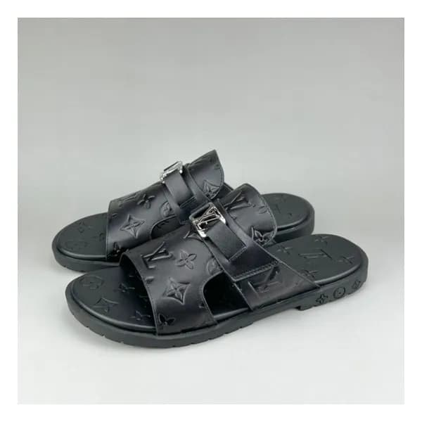 루이비통 남성 이니셜 블랙 슬리퍼 - Mens Black Slippers - lou0426… - 1