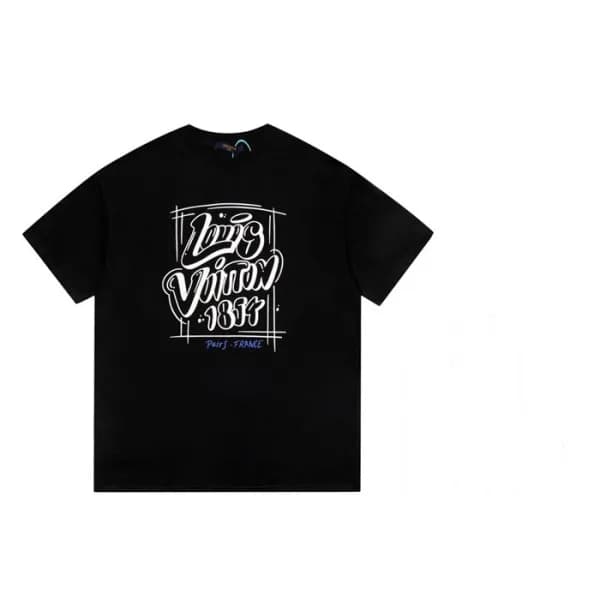 루이비통 남성 블랙 크루넥 반팔티 - Mens Black Tshirts - lou05065… - 1