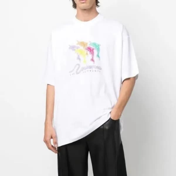 베트멍 남/녀 트렌디 화이트 반팔티 - Vetements Unisex White Tshir… - 1