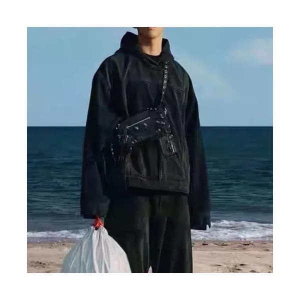 발렌시아가 남성 캐쥬얼 블랙 후드티 - Balenciaga Mens Black Hoodie… - 1
