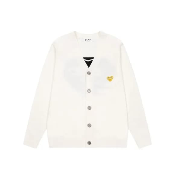 꼼데 남/녀 화이트 브이넥 가디건 - Cdgplay Unisex White Cardigan…