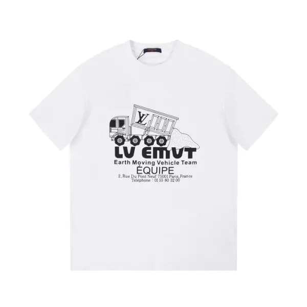 루이비통 남성 화이트 크루넥 반팔티 - Louis vuitton Mens White Tsh… - 1
