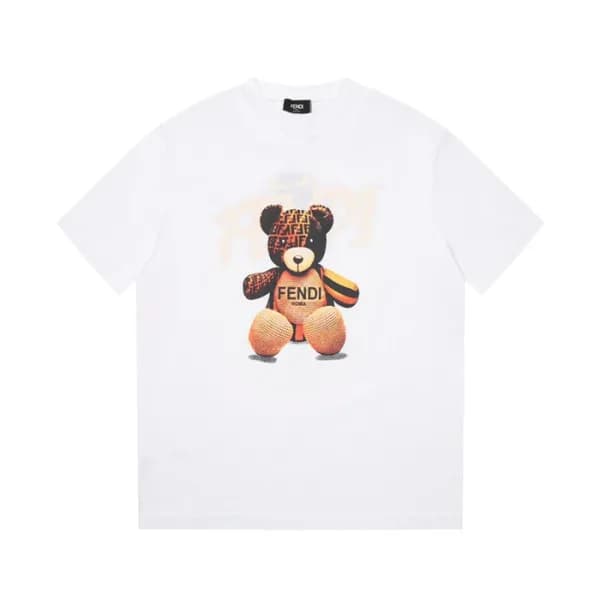 펜디 남성 화이트 크루넥 반팔티 - Fendi Mens White Short sleeved… - 1