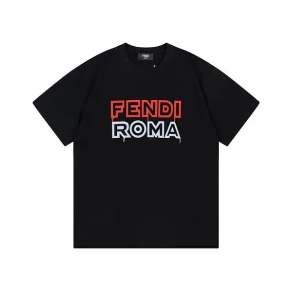 펜디 남성 블랙 크루넥 반팔티 - Fendi Mens Black Short sleeved … - 1