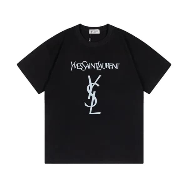 입생로랑 남성 블랙 크루넥 반팔티 - Saint laurent Black Short sle… - 1