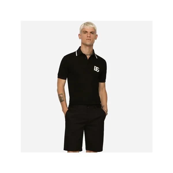 돌체앤가바나 남성 블랙 폴로 반팔티 - Dolce&Gabbana Mens Black Tsh… - 1