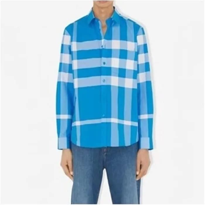 버버리 남성 베이직 블루 셔츠 - Burberry Mens Blue Tshirts - bu… - 1