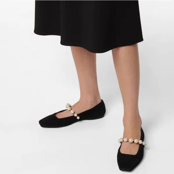지미츄 여성 블랙 플렛 - Jimmy Choo Womens Black Flat - ji06… - 1