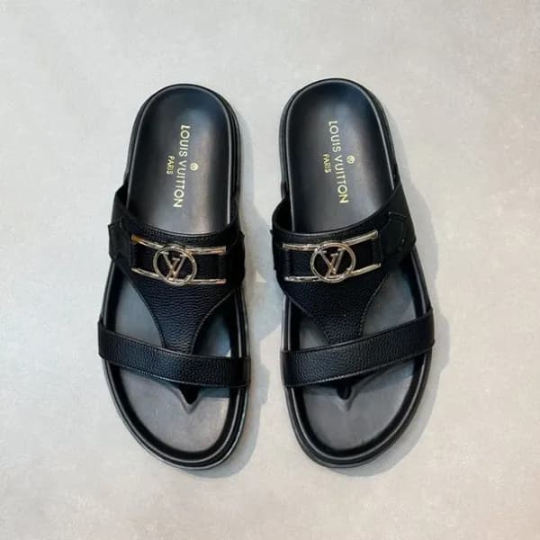 루이비통 남성 블랙 슬리퍼 - Louis vuitton Mens Black Slippers… - 1