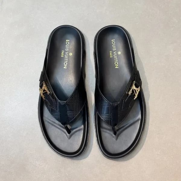 루이비통 남성 블랙 슬리퍼 - Louis vuitton Mens Black Slippers… - 1