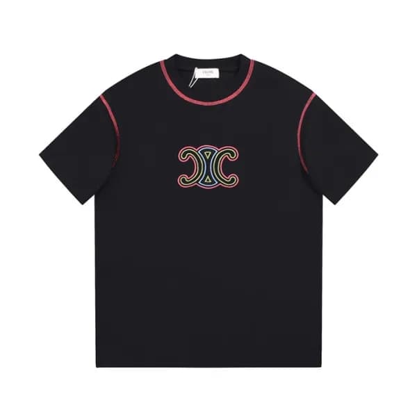 셀린느 남성 크루넥 블랙 반팔티 - Celine Mens Black Short sleeve… - 1