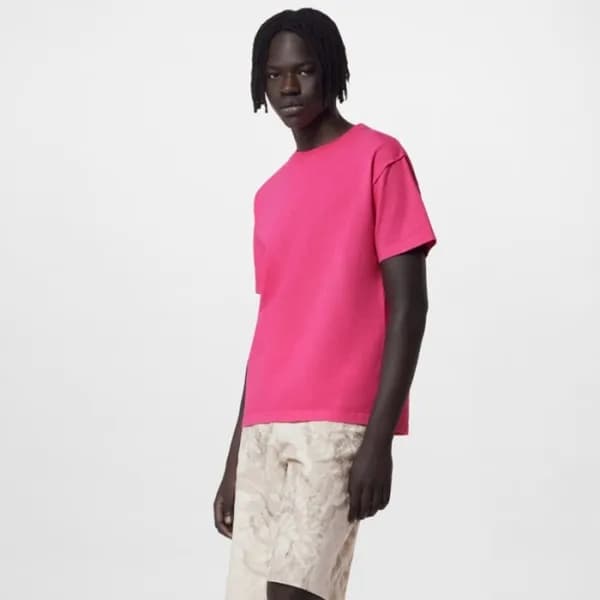 루이비통 남성 크루넥 핑크 반팔티 - Louis vuitton Mens Pink Short… - 1