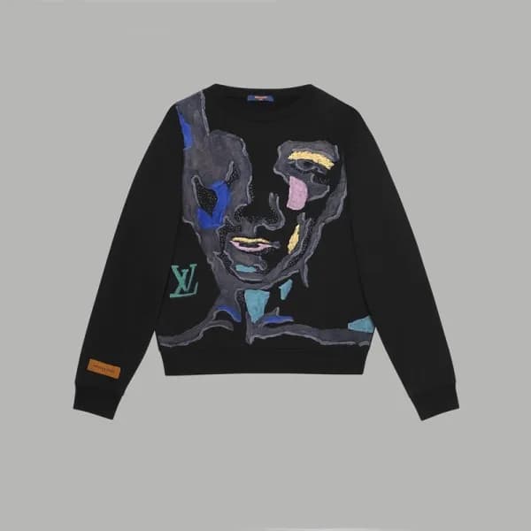 루이비통 남/녀 블랙 맨투맨 - Louis vuitton Unisex Black Tshir… - 1