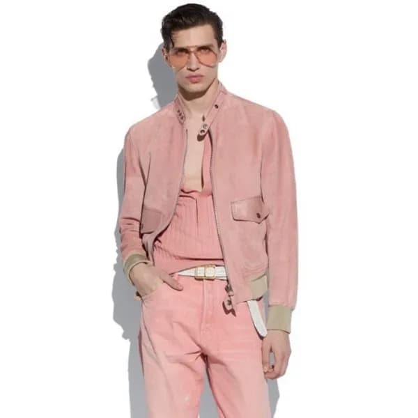 톰포드 남성 핑크 가죽 자켓 - Tomford Mens Pink Jackets - tof6… - 1