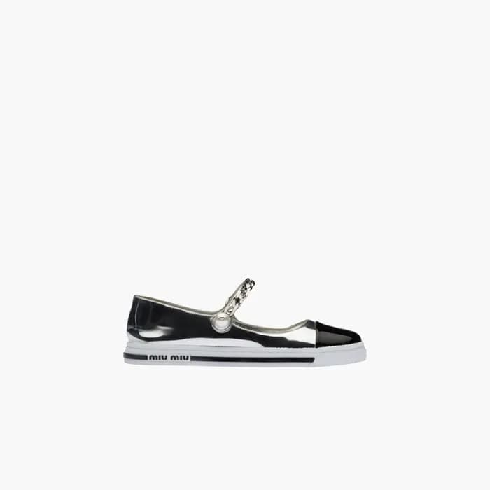 미우미우 여성 메탈릭 테크니컬 패브릭 발레리나【매장120만원대】 - Miumiu Women… - 1