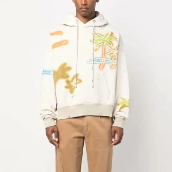 팜 엔젤스 남성 아이보리 후드티 - Palm Angels Mens Ivory Hoodie … - 1