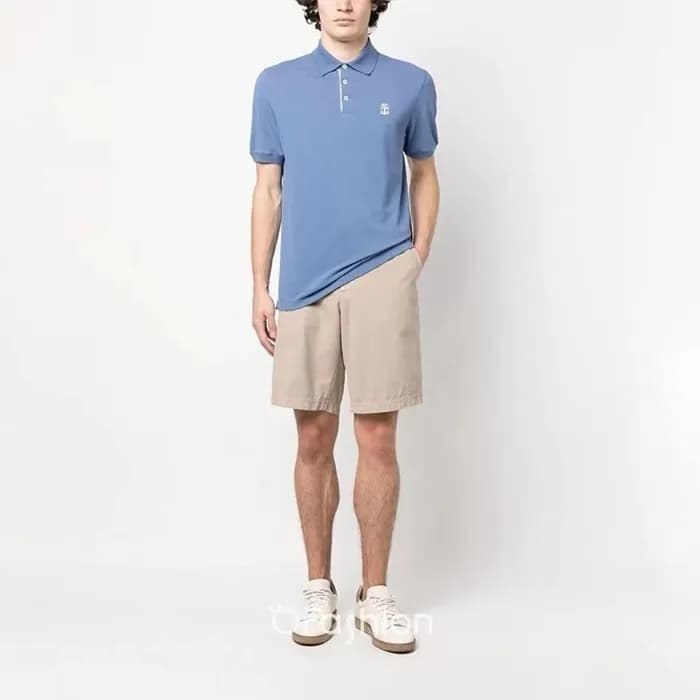브루넬로쿠치넬리 남성 블루 폴로 반팔티 - Brunello Cucinelli Mens Bl… - 1