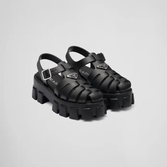 프라다 여성 블랙 러버 모놀리스 샌들 - Prada Womens Black Sandles … - 1