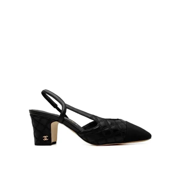 샤넬 여성 미들힐 슬링백 - Chanel Womens Black Slingback - ch… - 1
